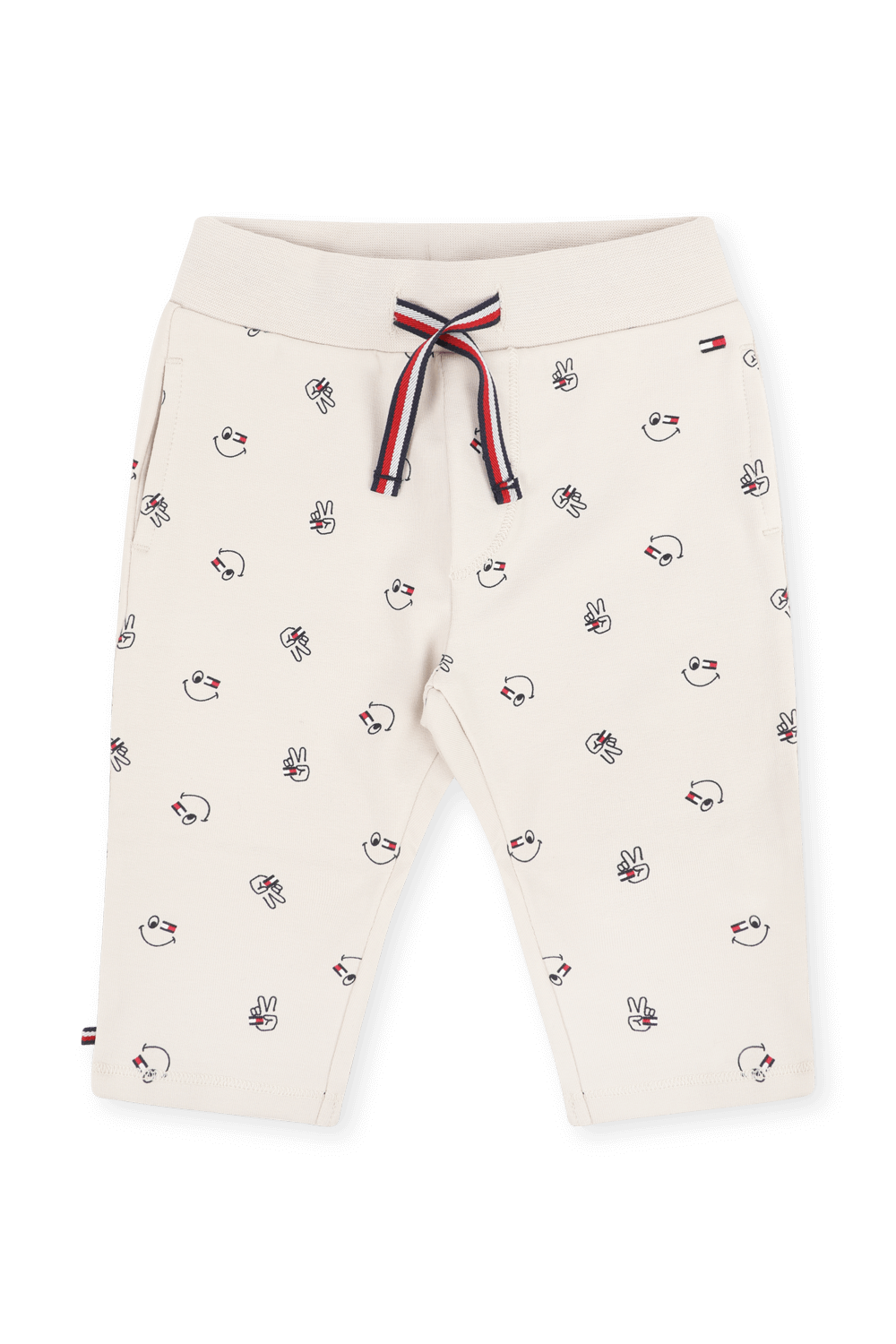 תמונת תקריב של גילאי 6-24 חודשים מארז תינוקות סמיילי הכולל מכנסיים וקרדיגן בוון אוף וויט