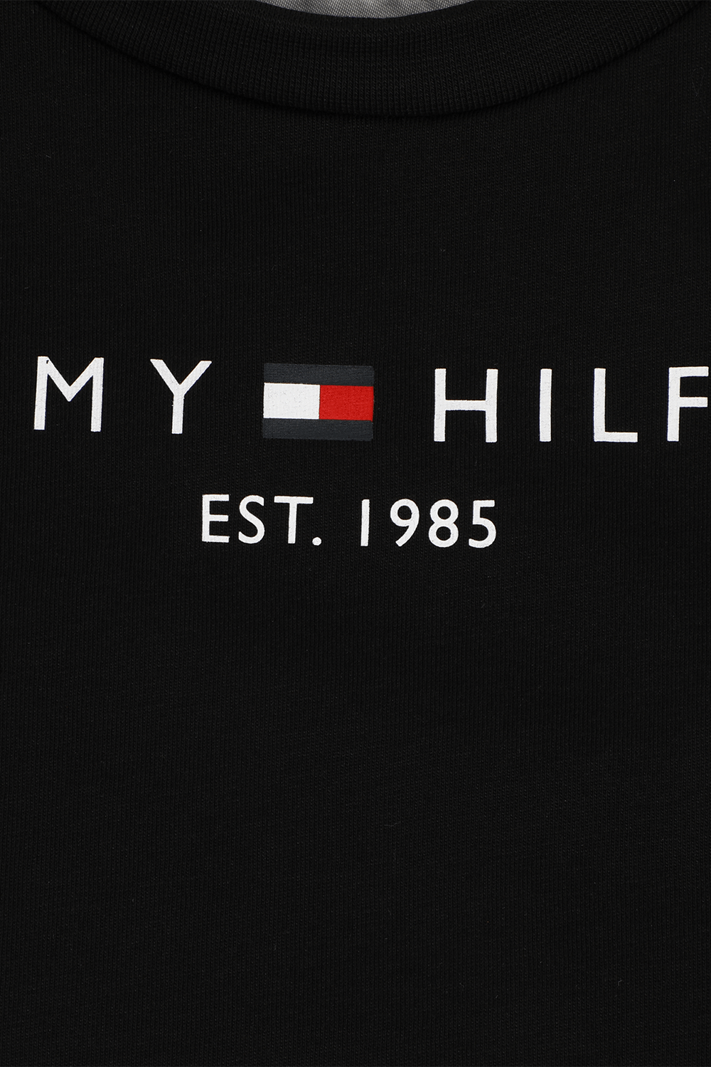 תמונה אחורית של גילאי 20 חודשים-6 שנים חולצת טי שחורה עם הדפס לוגו