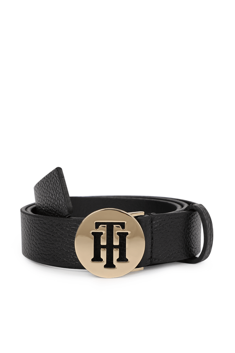 TH Logo leather Belt in Black image number null TOMMY HILFIGER