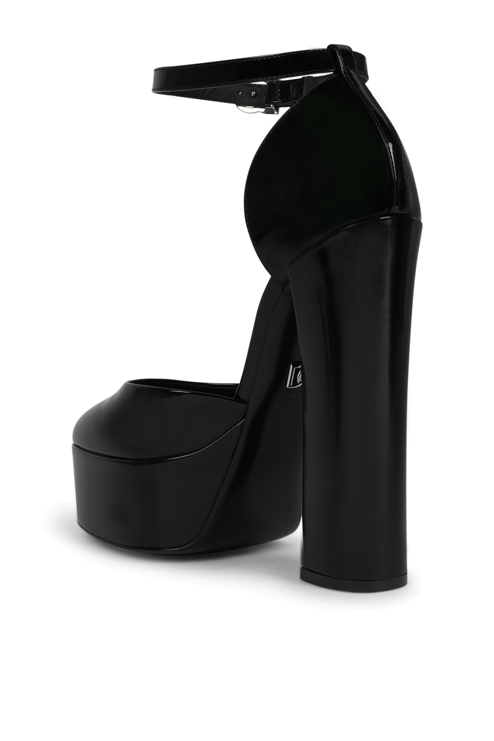 תמונה אחורית של סנדלי עקב פלטפורמה מעור