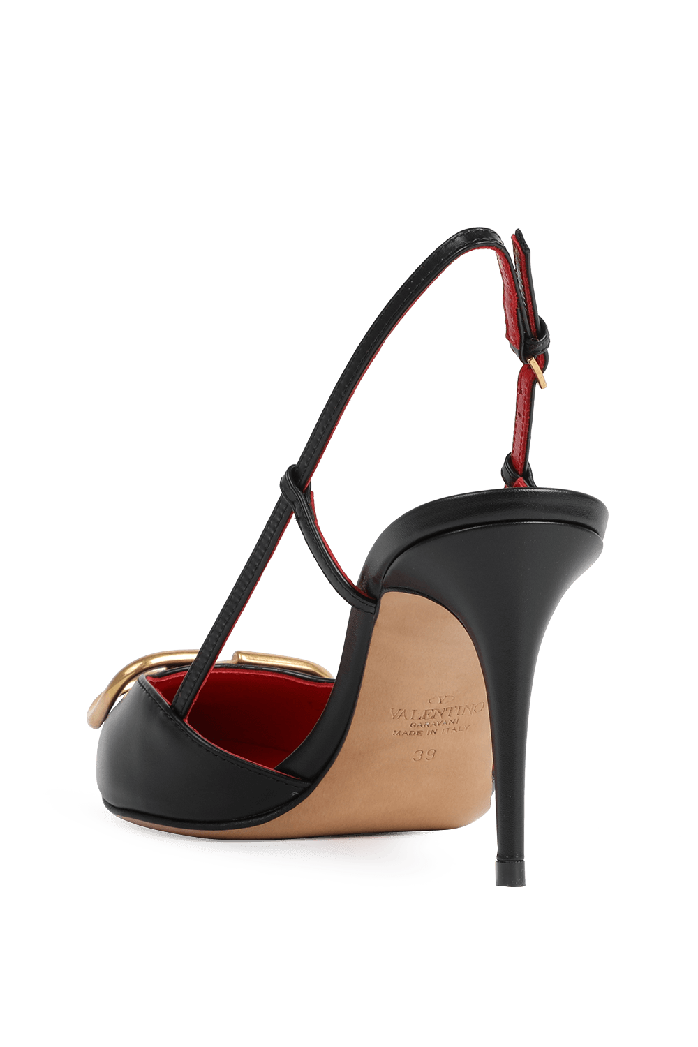 תמונה אחורית של נעלי עקב סלינג-בק בצבע שחור