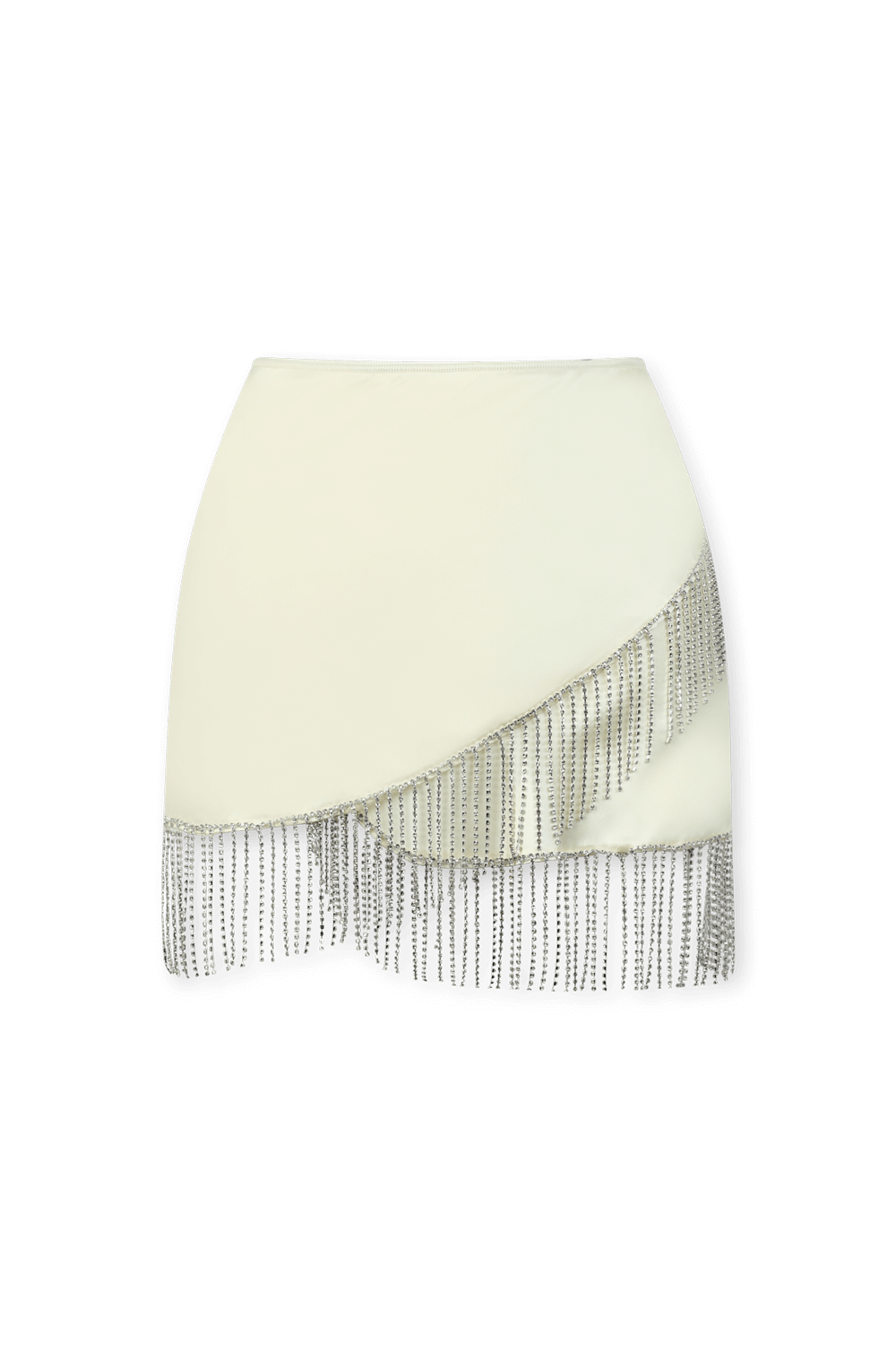 תמונה קידמית של חצאית מיני קריסטלים לבנה