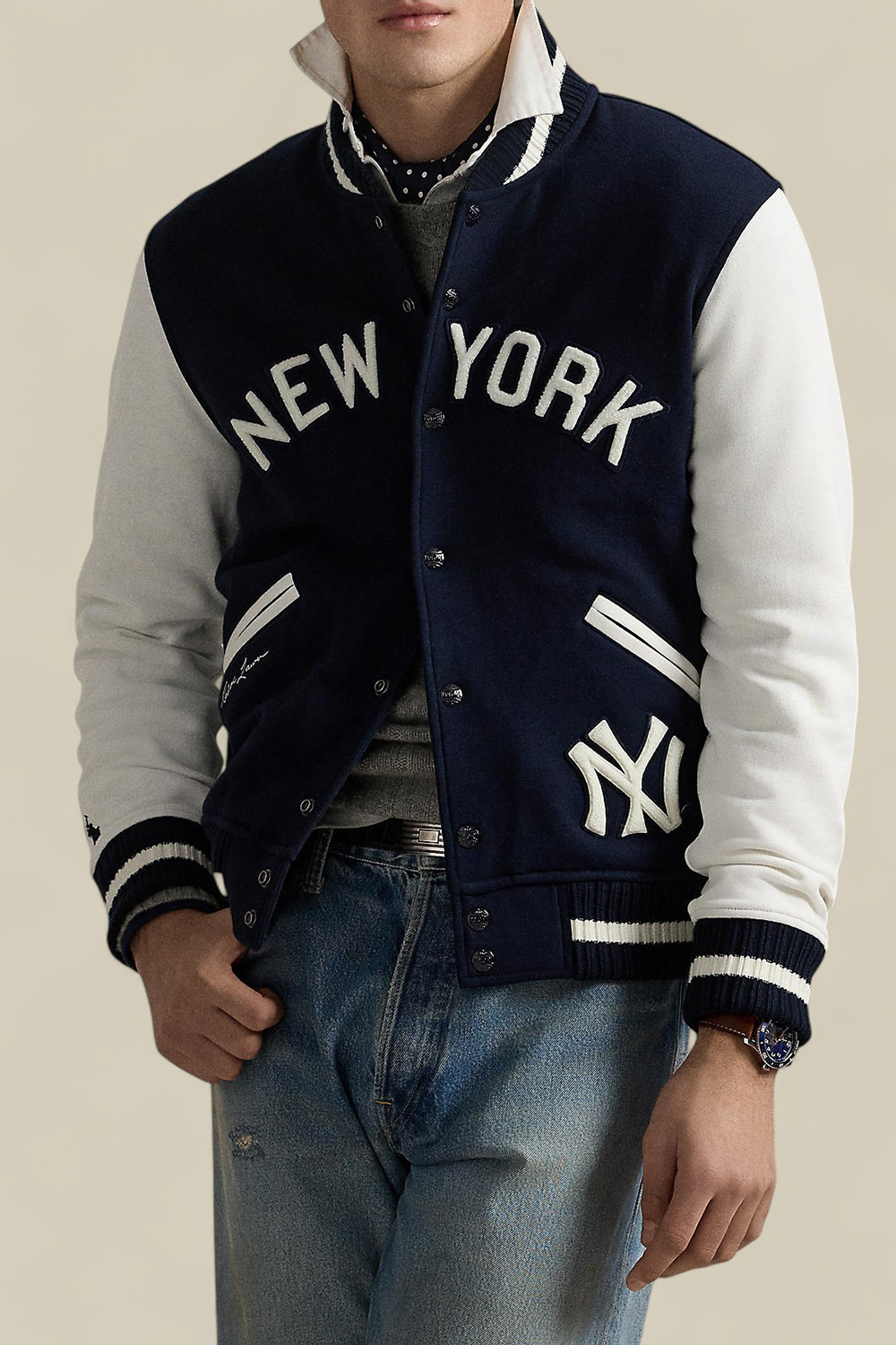 תמונת דוגמן קידמית של פולו רלף לורן X יאנקיס ז'קט