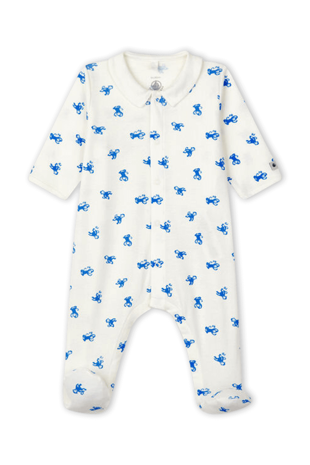 תמונה קידמית של אוברול לבן עם הדפס - גילאי NB- 12 חודשים