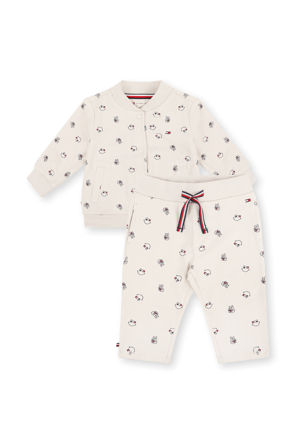 תמונה קידמית של גילאי 6-24 חודשים מארז תינוקות סמיילי הכולל מכנסיים וקרדיגן בוון אוף וויט