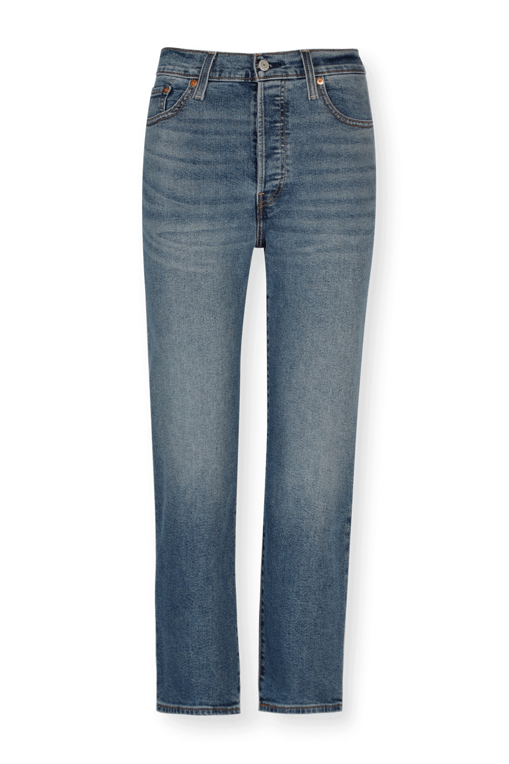 תמונה קידמית של Ribcage Straight Ankle Jeans in Medium Wash