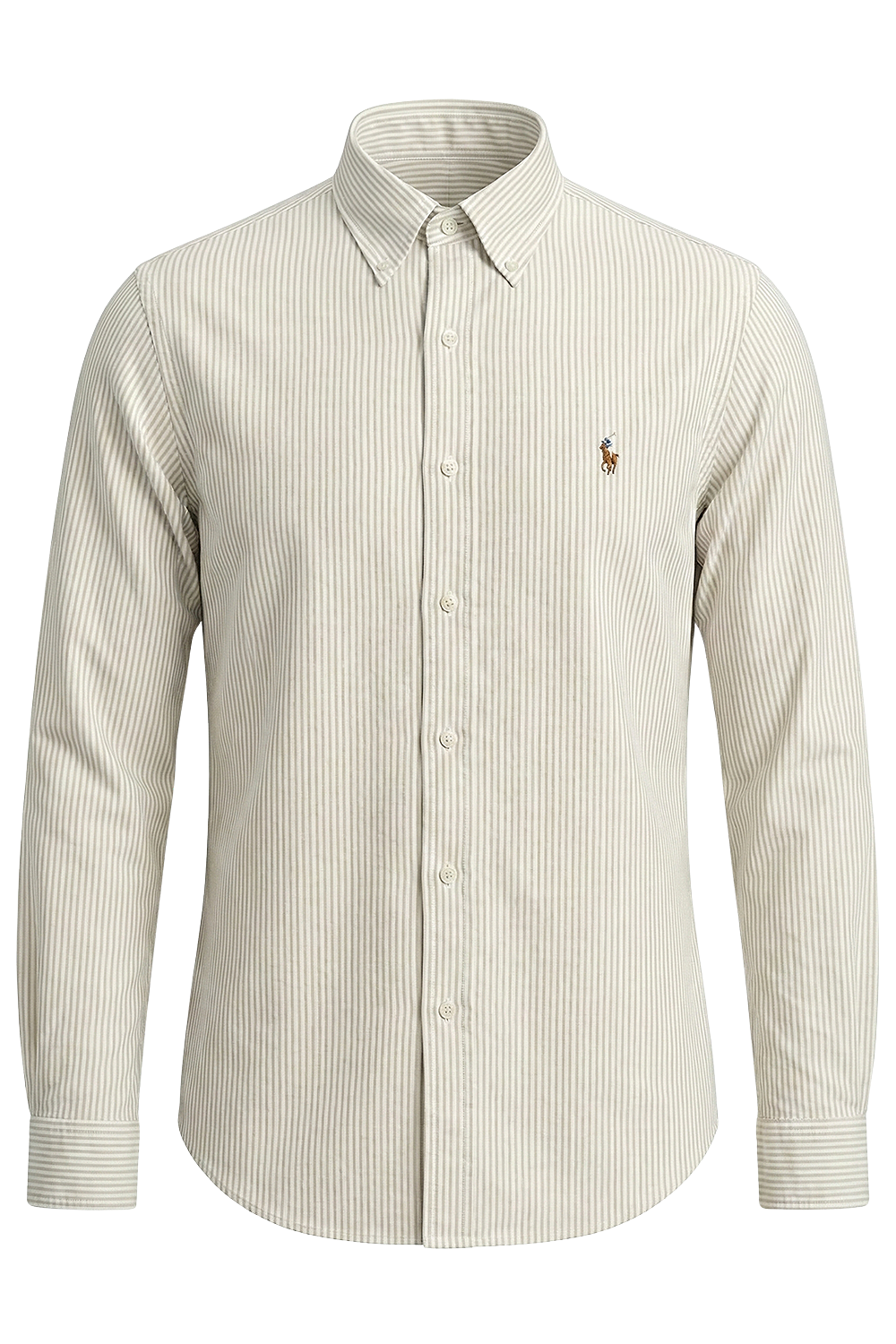 תמונה קידמית של חולצת כפתורים פסים