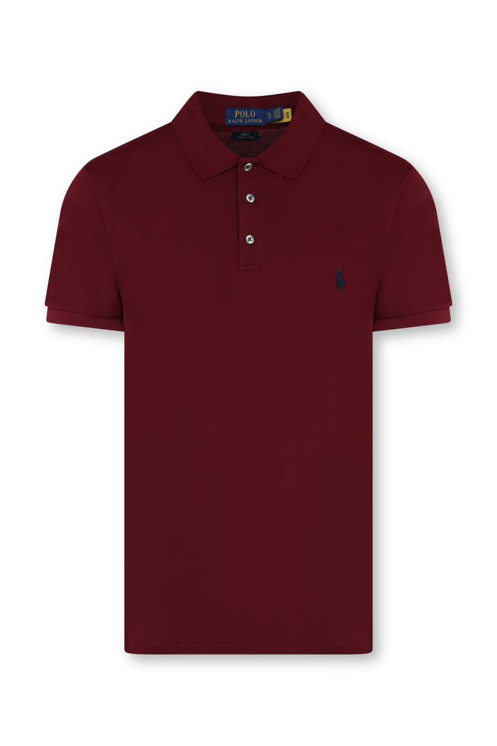 תמונה קידמית של חולצת פולו סלים מכותנה עם לוגו רקום