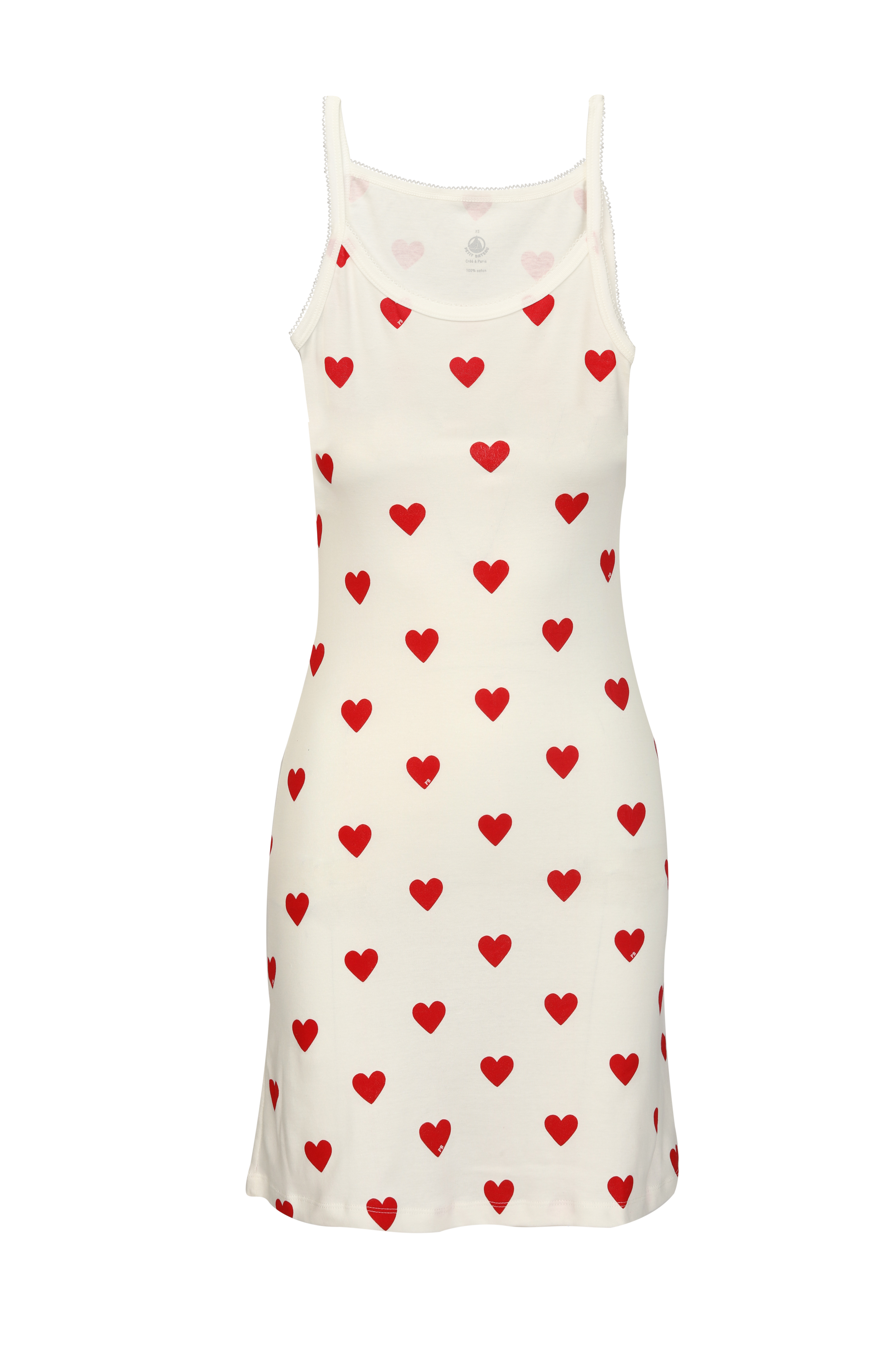 שמלה אייקוניק לבבות בלבן ואדום PETIT BATEAU