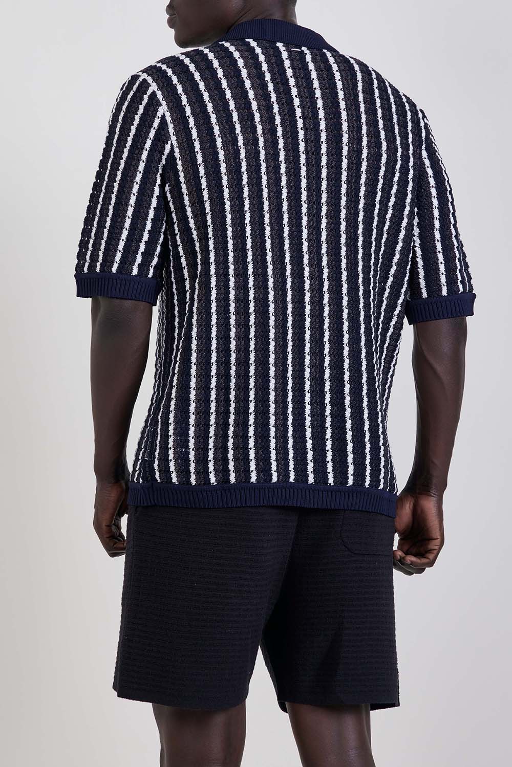 תמונת דוגמן אחורית של חולצת סריג כפתורים