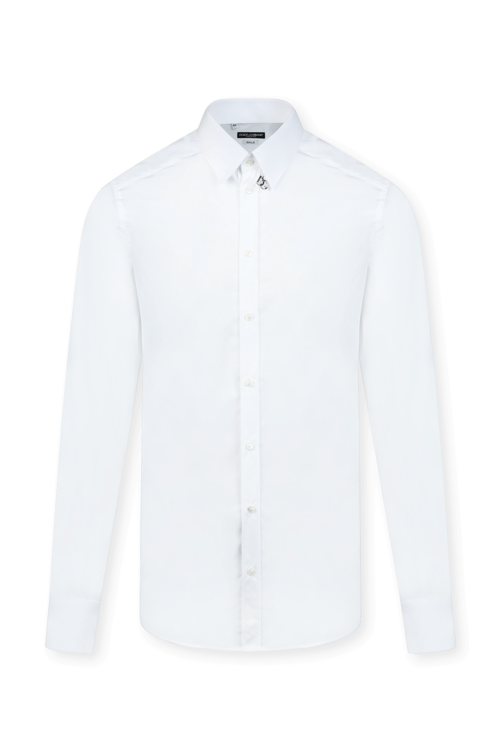 חולצה מכופתרת לבנה עם לוגו מטאלי כסוף DOLCE & GABBANA