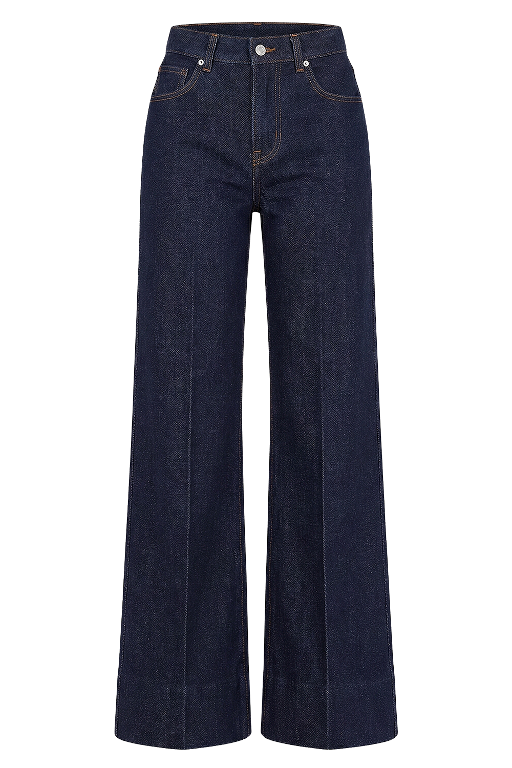 תמונה קידמית של מכנסי ג&rsquo;ינס רחבים