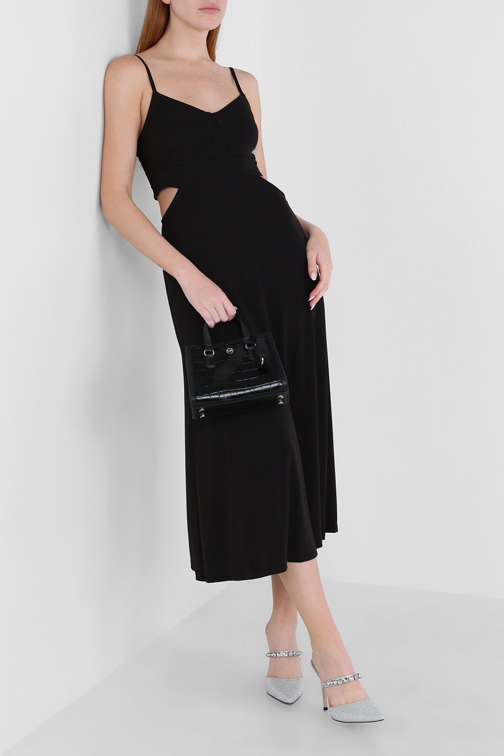 תמונת דוגמן קידמית של תיק צד מעור קרוקו בגודל אקסטרה סמול