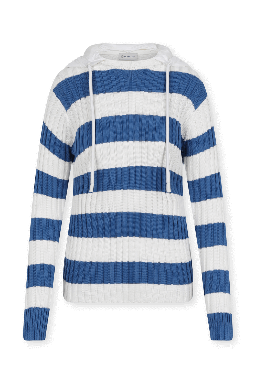 תמונה קידמית של סוודר קפוצ'ון עם פסים