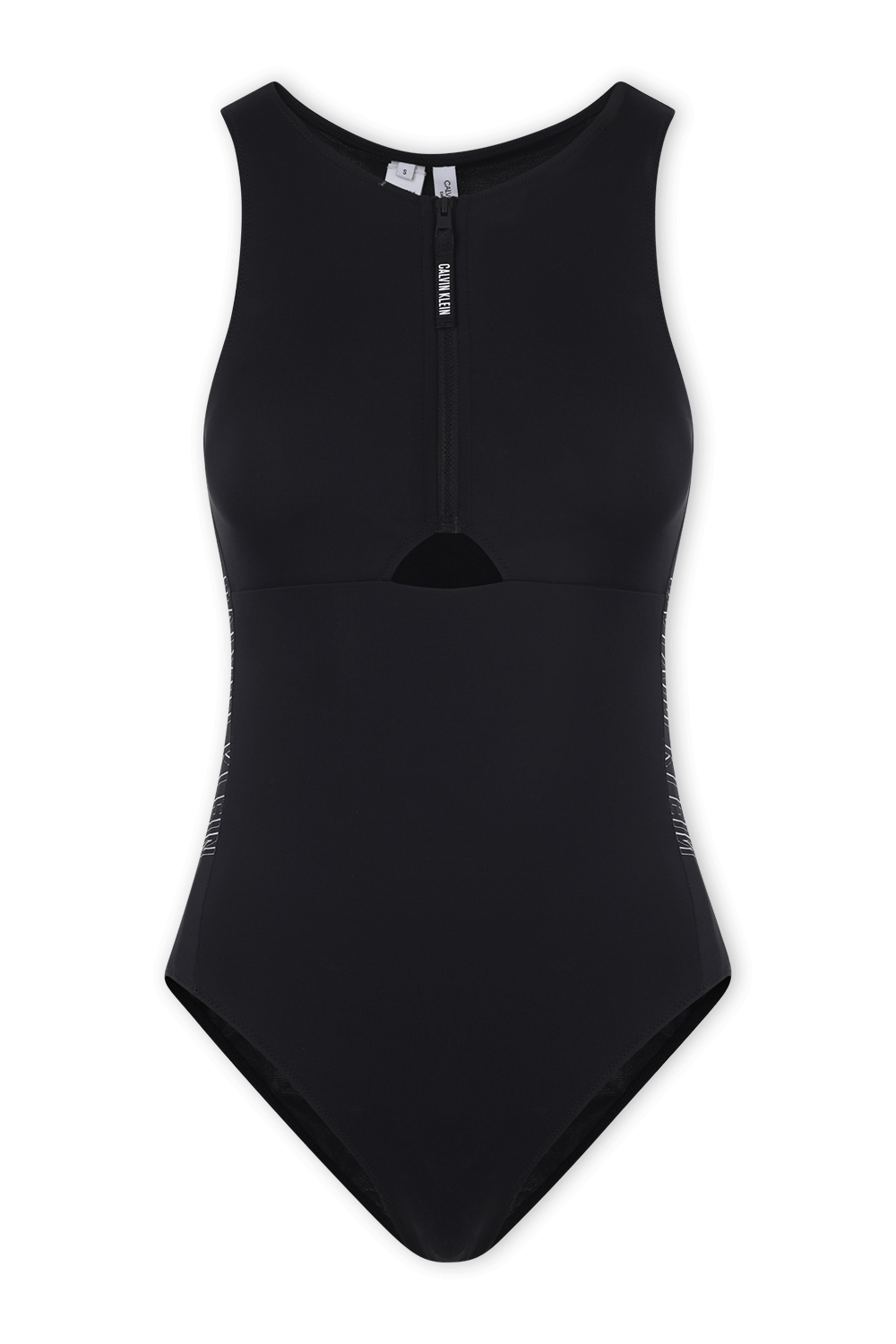 Front Zip Intense Power Swimsuit in Black CALVIN KLEIN