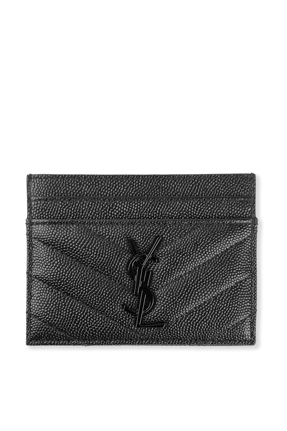 תמונה קידמית של ארנק כרטיסים מונוגרמה מעור שחור