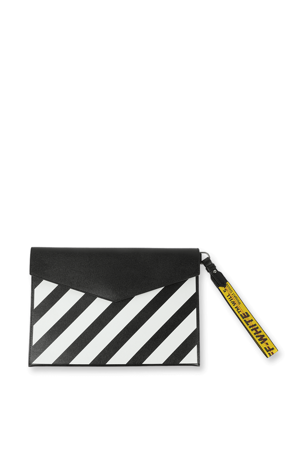 תמונה קידמית של תיק קלאץ' בהדפס פסים אלכסוני