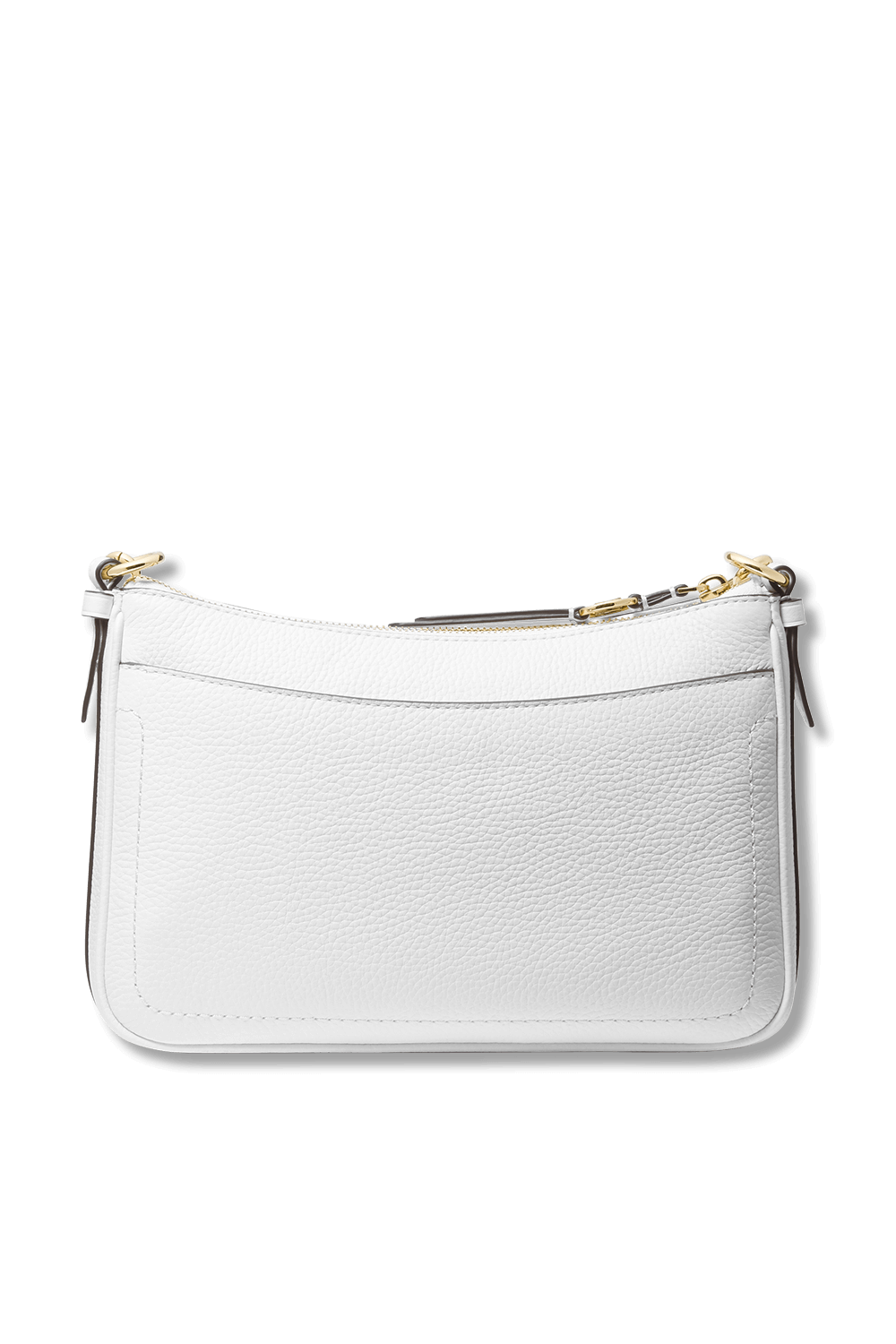 תמונה אחורית של Jet Set Medium Logo Shoulder Bag In Optic  white Leather