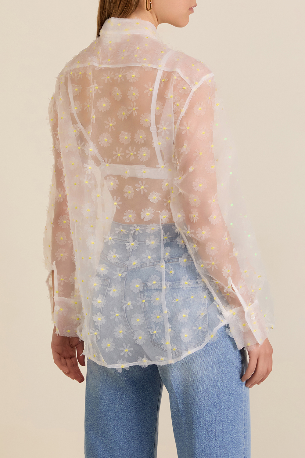 תמונת דוגמן אחורית של חולצה מכופתרת שקופה