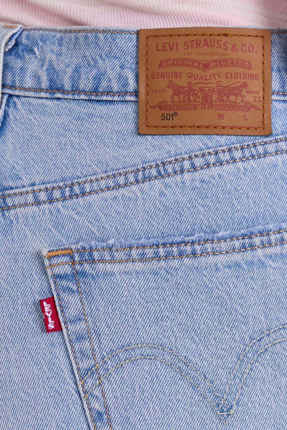 תמונת תקריב דוגמן של מכנסי ג'ינס 501