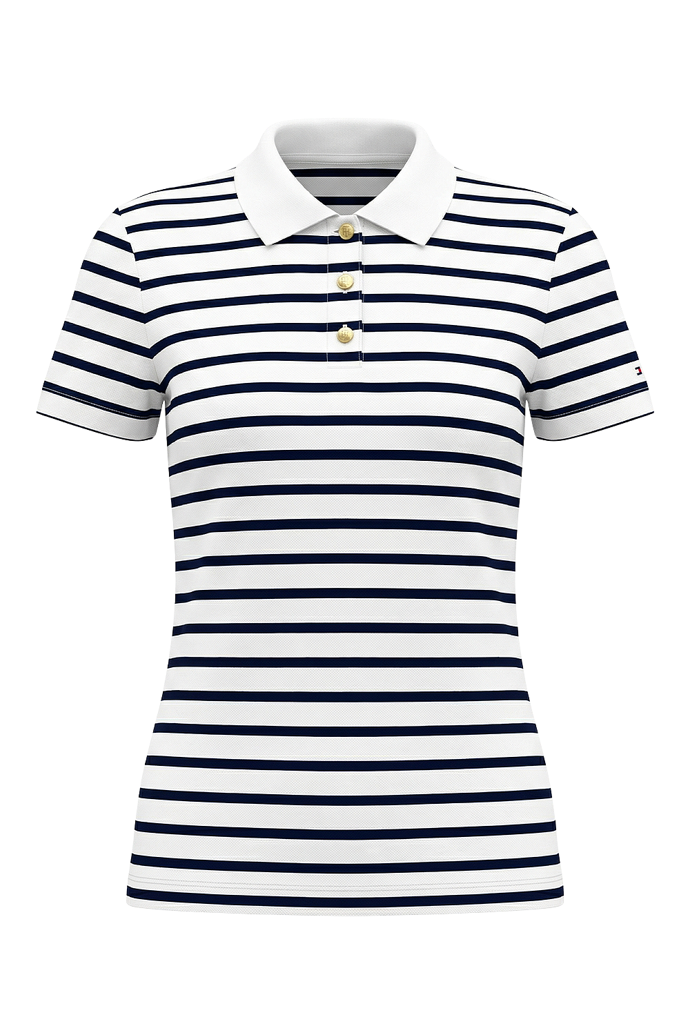 תמונה קידמית של חולצת פולו פסים