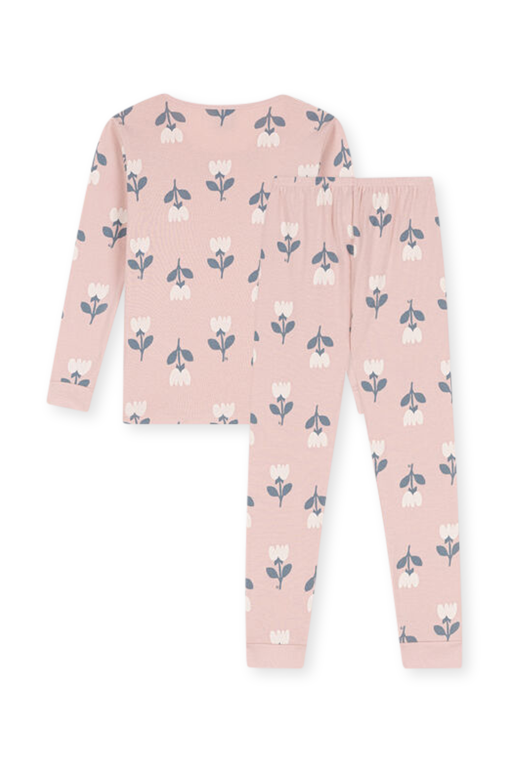 תמונה אחורית של סט פיג'מה פרחוני מכותנת פליז אורגנית - גילאי 3-4