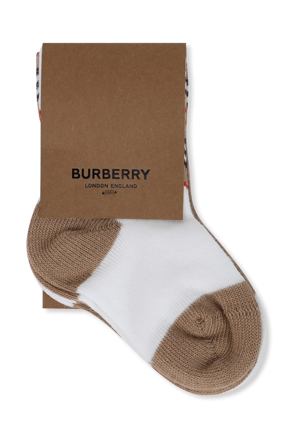 מארז של שני זוגות גרביים בלבן וחום BURBERRY
