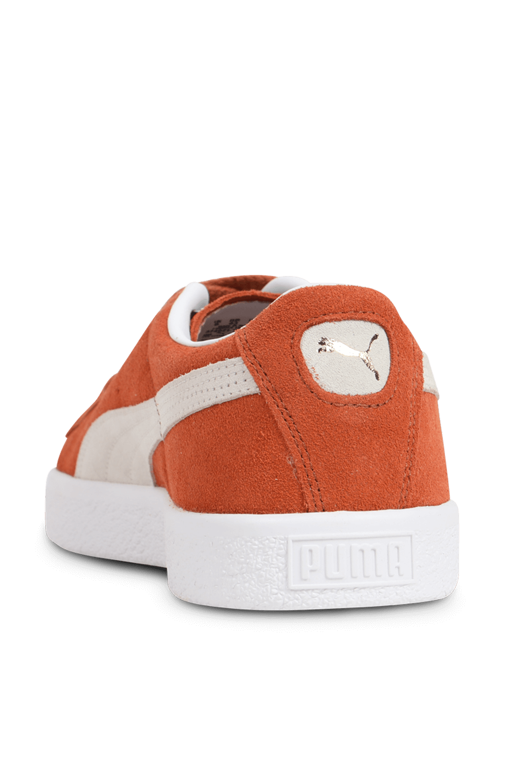 תמונה אחורית של נעלי סניקרס זמש בצבע כתום