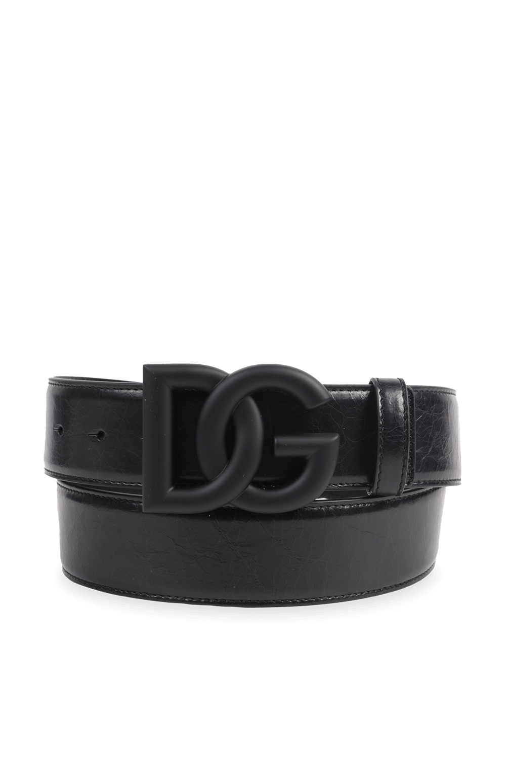 חגורת עור עם אבזם מאט בגוון שחור image number null DOLCE & GABBANA