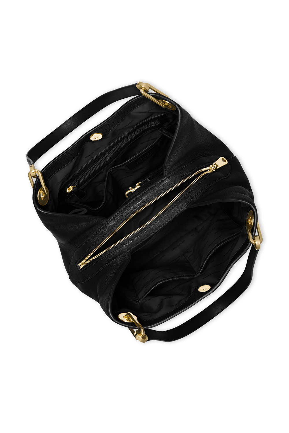 LG Raven Leather Shoulder Bag in Black MICHAEL KORS