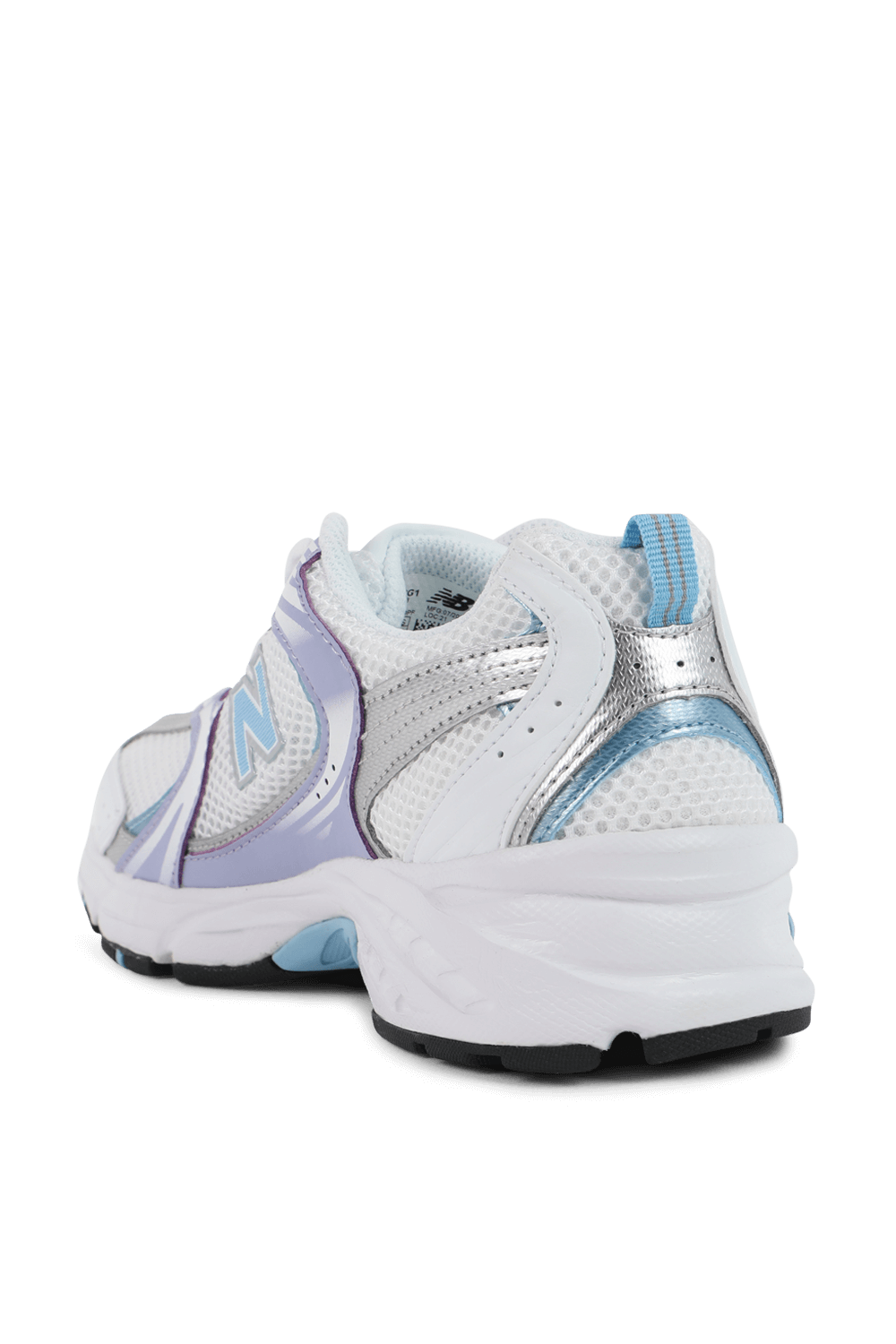 תמונה אחורית של נעלי ריצה 530 בגווני לבן וכחול