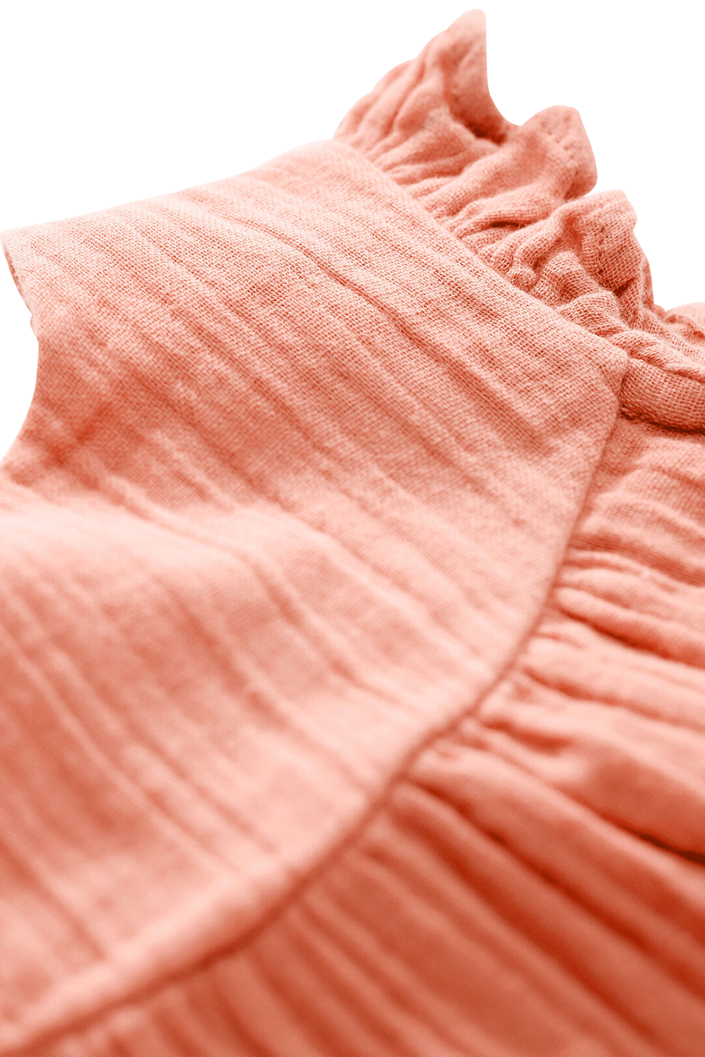 תמונת תקריב של גילאי 18-36 שמלה אפרסק עם שרוולי מלמלה