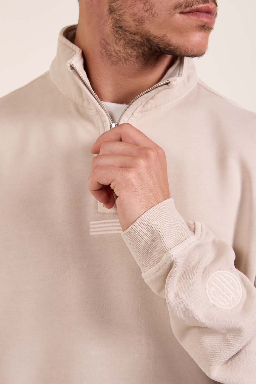 תמונת תקריב דוגמן של סווטשירט עם רוכסן