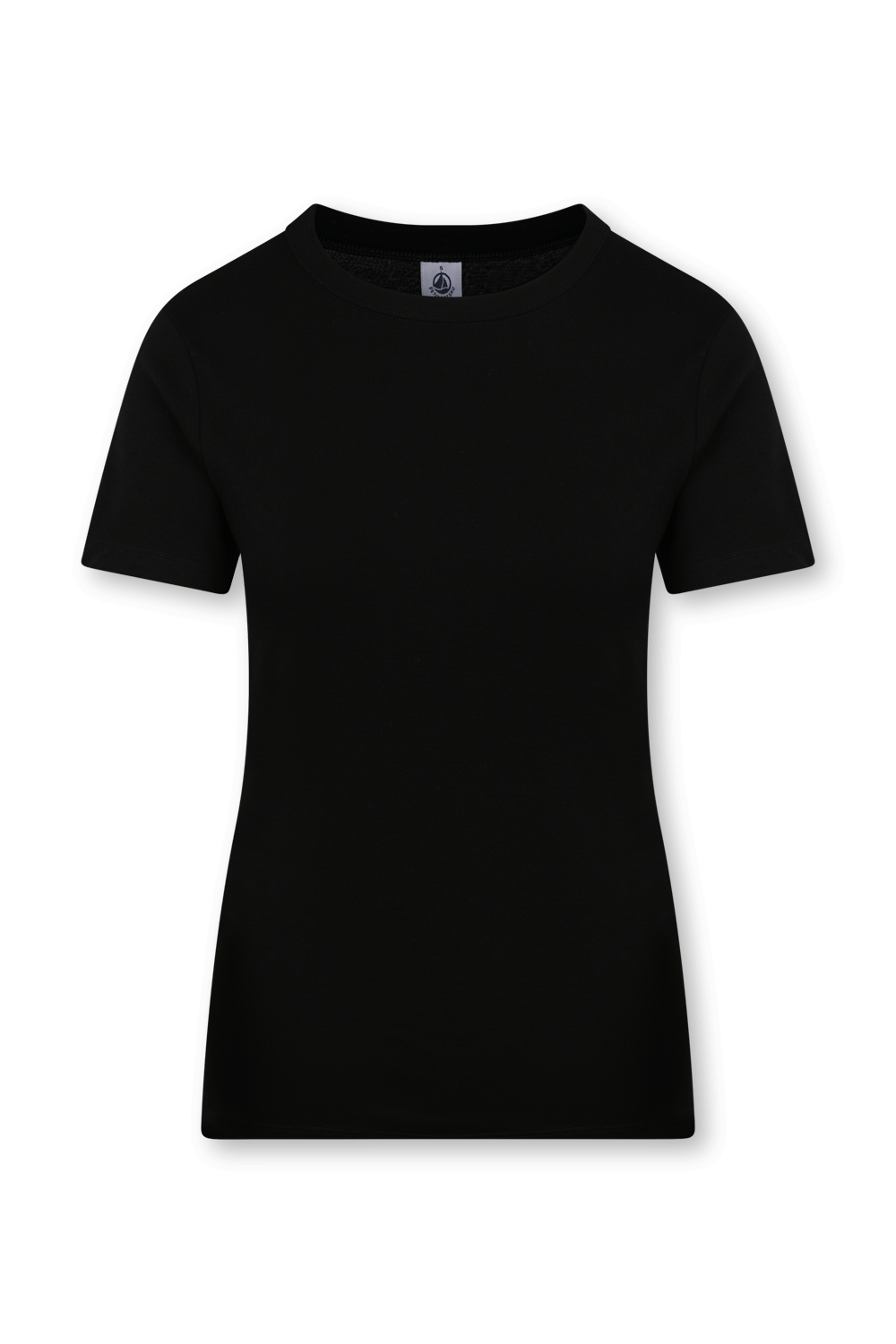 חולצת טי שחורה עם צווארון וי PETIT BATEAU