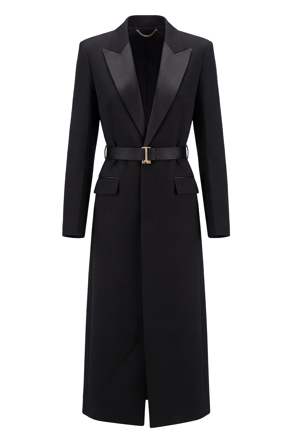 תמונה קידמית של מעיל ארוך בסגנון בלייזר