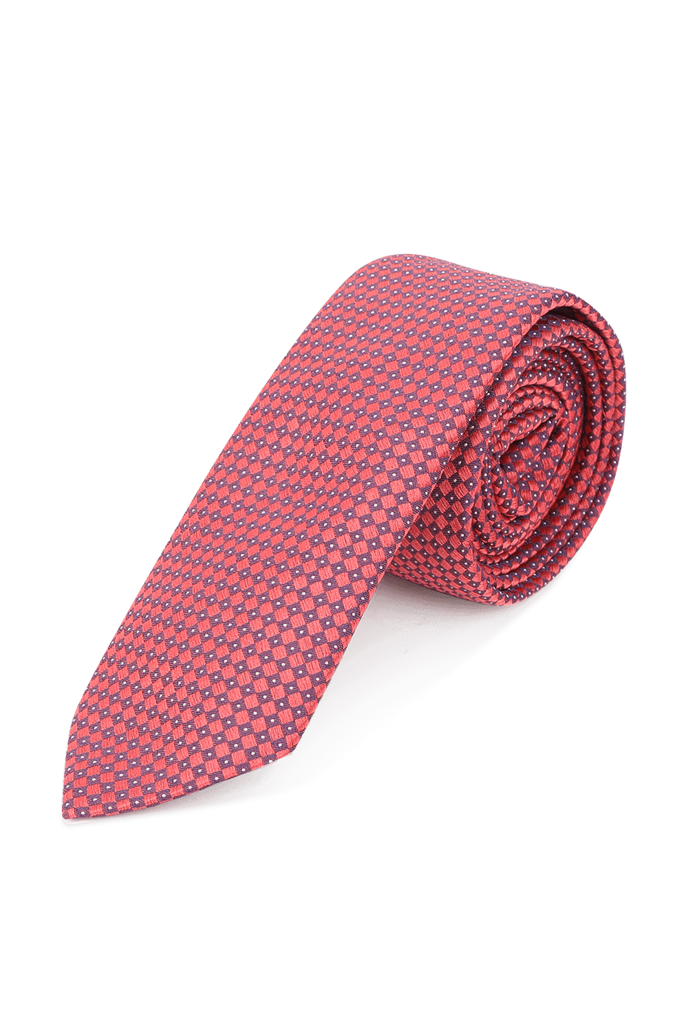 תמונה קידמית של Micro-Patterned Tie in Red Silk
