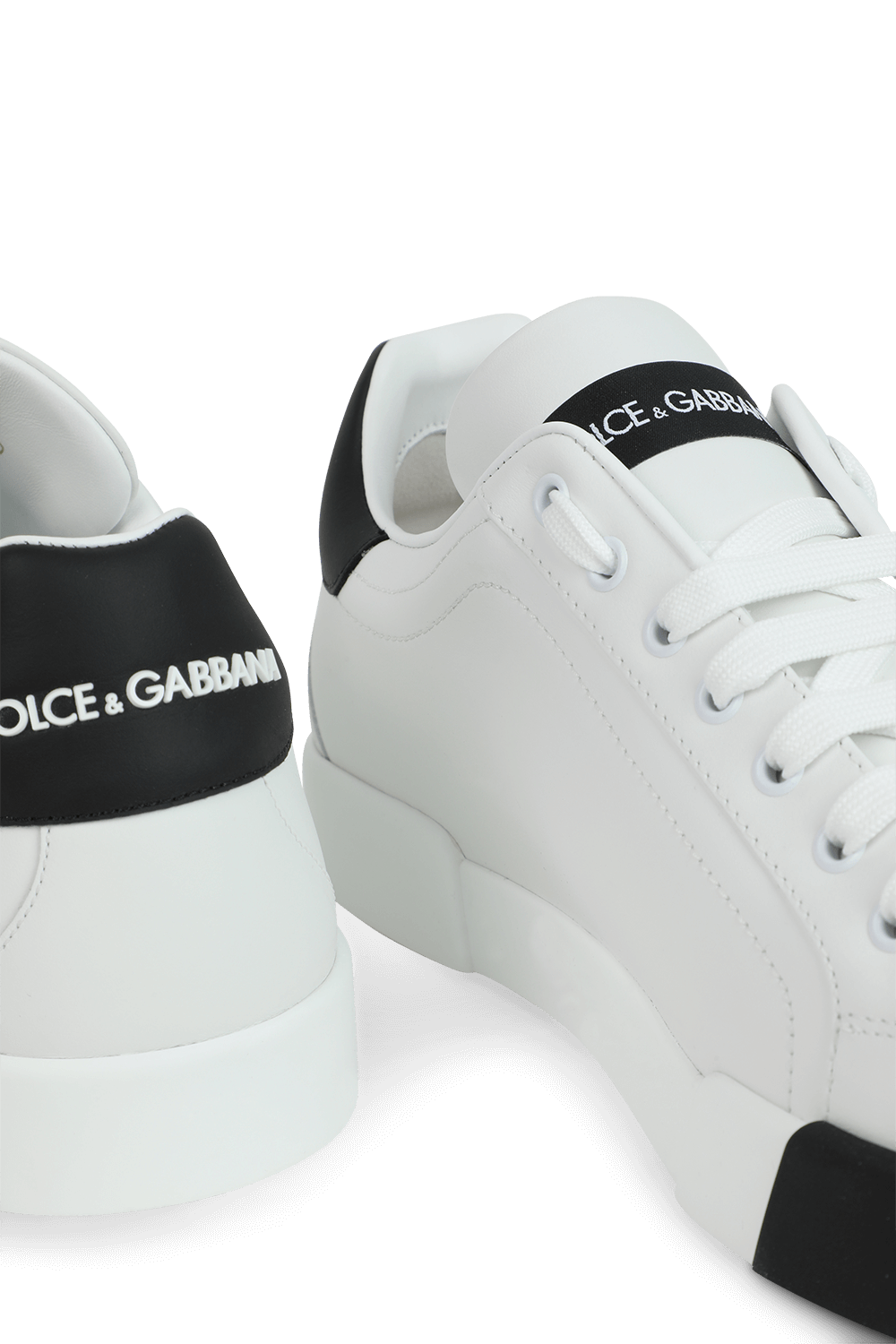 תמונת תקריב של Portofino Sneakers in White Leather with Rubber Toe