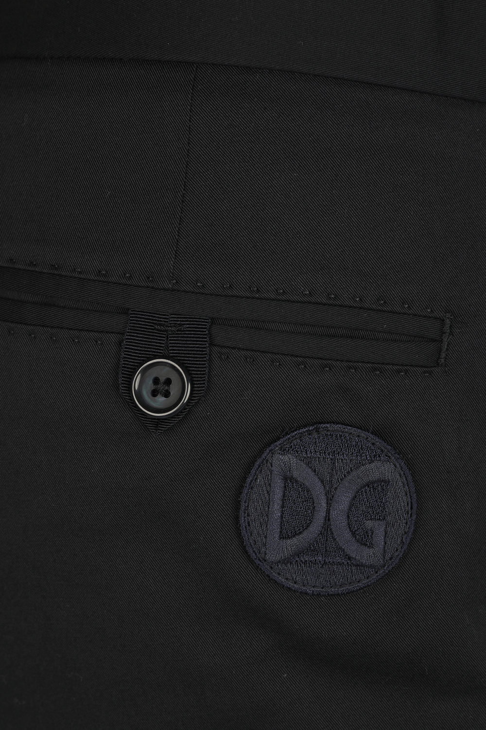 Stretch Cotton Shorts With Logo Patch in Dark Blue DOLCE & GABBANA