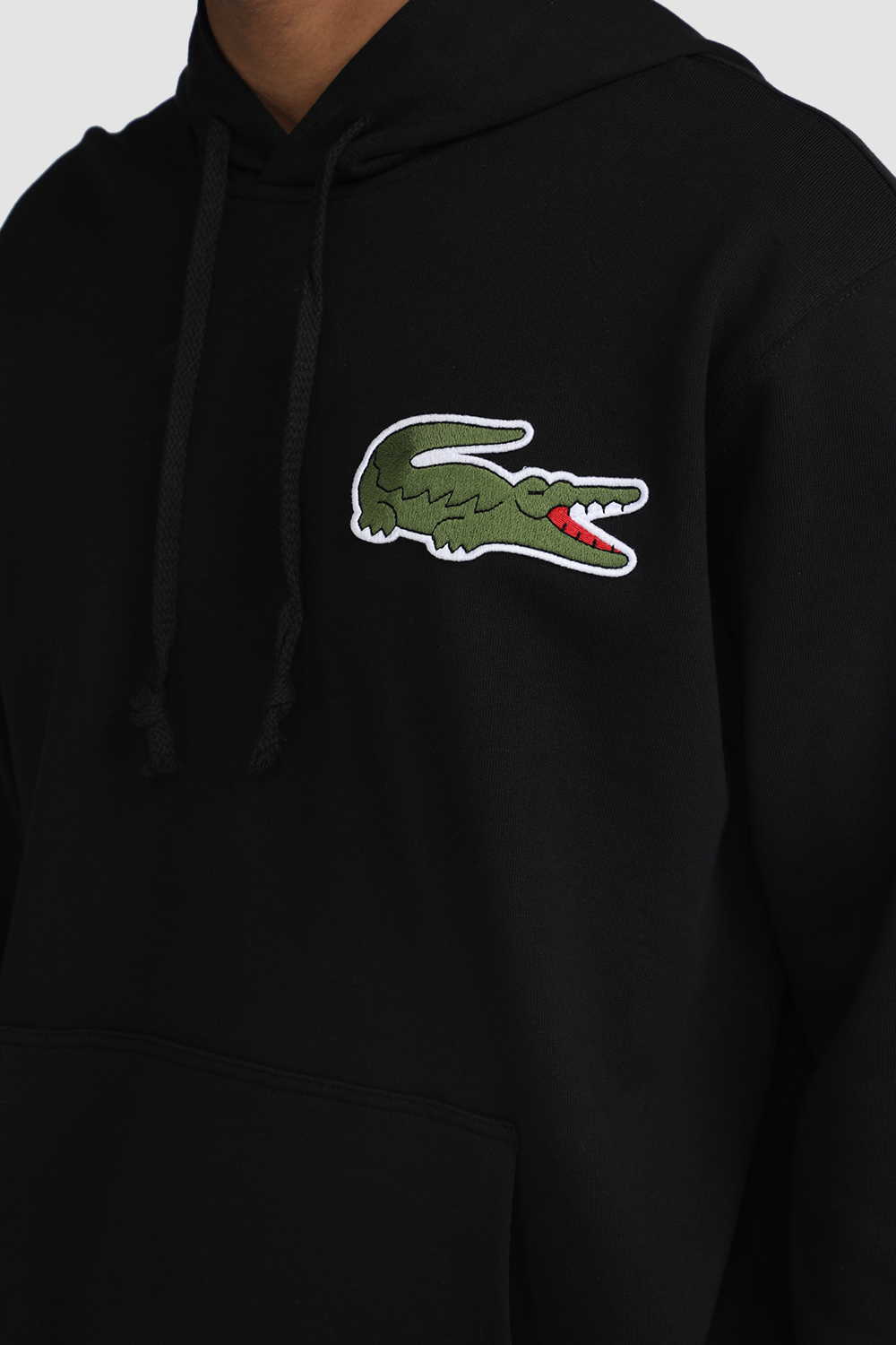 תמונת דוגמן אחורית של לקוסט X קום דה גרסון סווטשירט קפוצ'ון