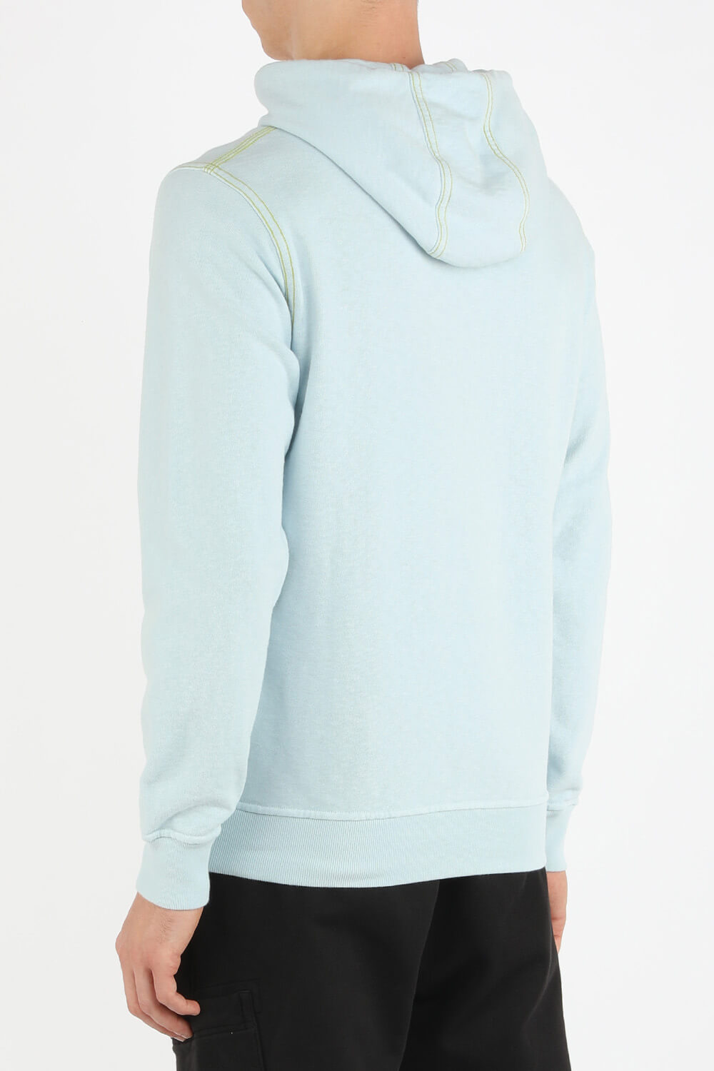 תמונת דוגמן אחורית של Green Logo Hoodie Sweatshirt in Blue