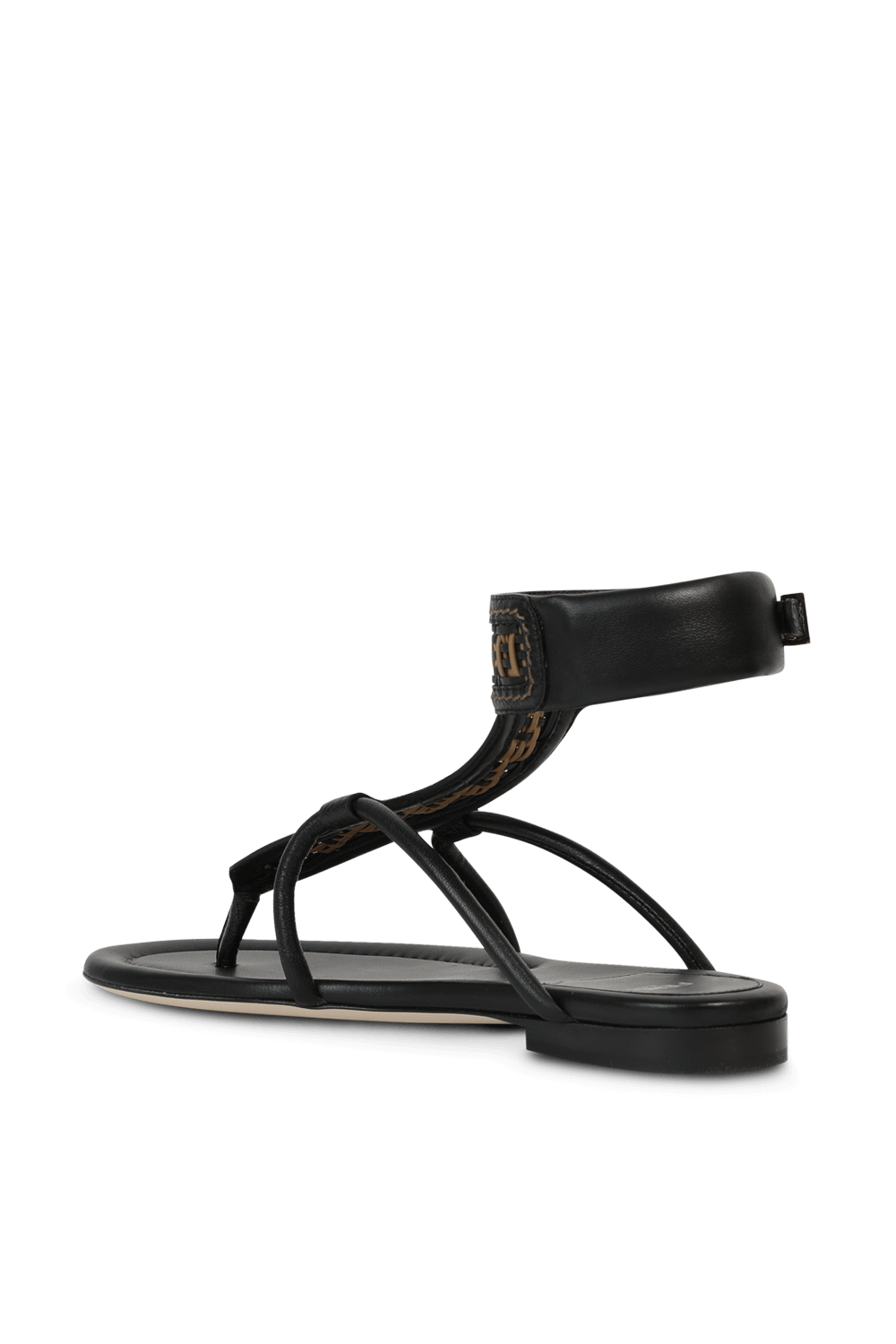 FF Woven Strap Sandals in Black FENDI