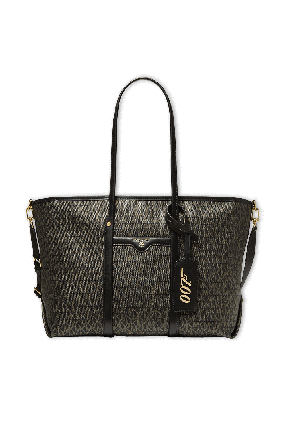 תמונה קידמית של מייקל קורס x 007 תיק נשיאה בק בצבע שחור מונוגרמי 