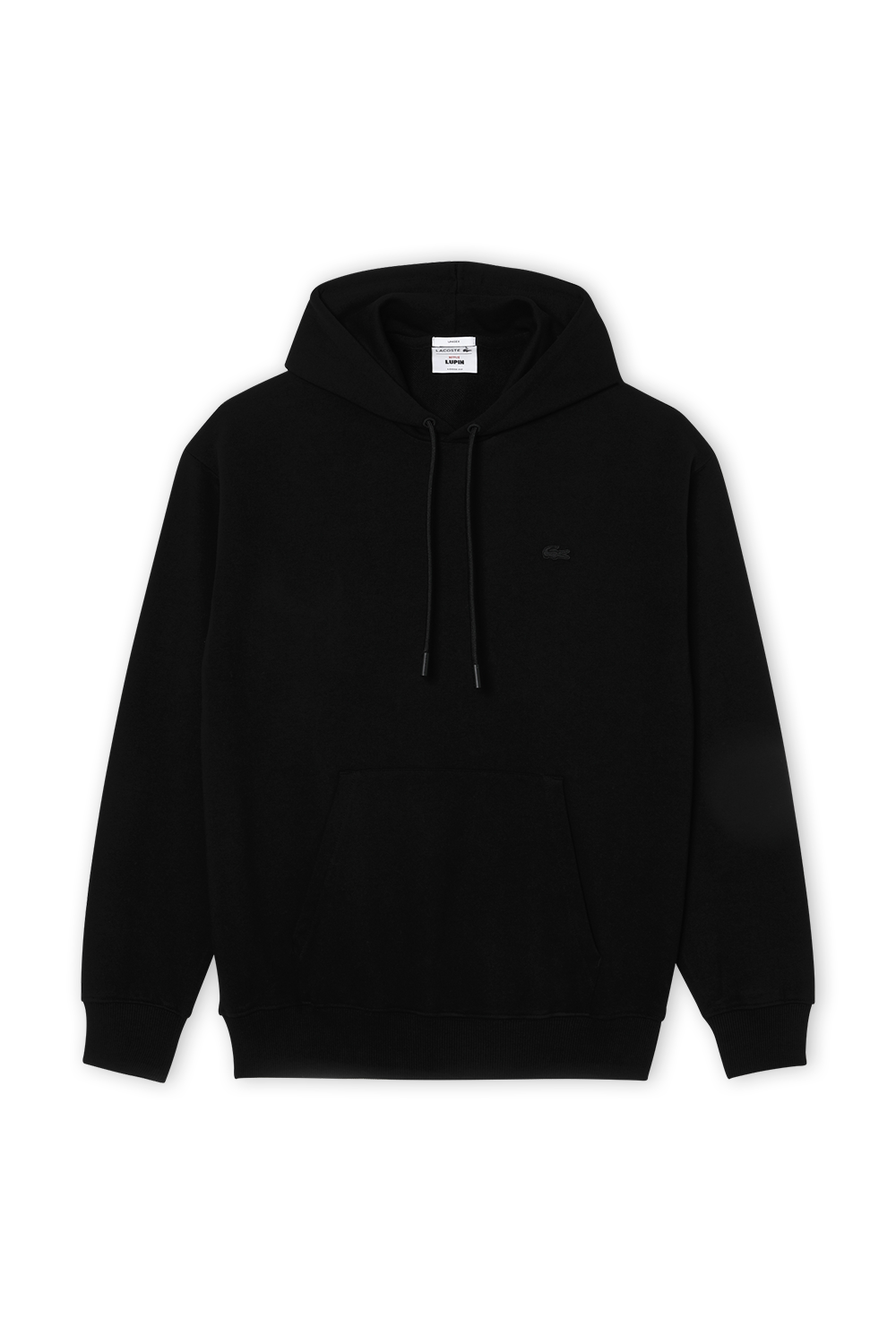 תמונה קידמית של לקוסט X נטפליקס סווטשירט קפוצ'ון עם הדפס בגב