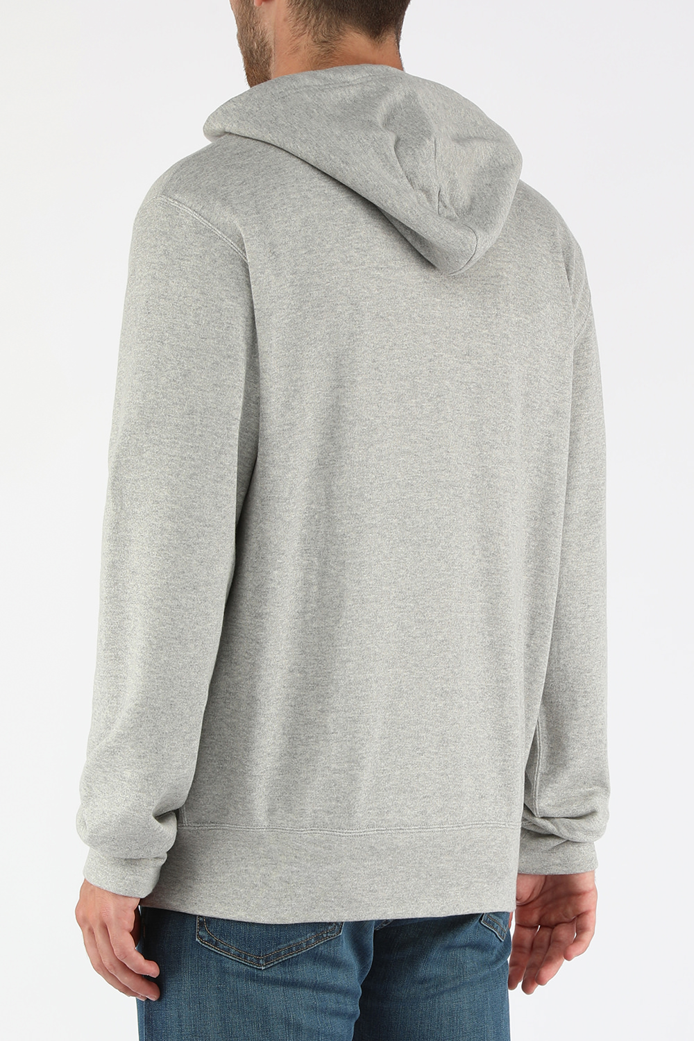 תמונת דוגמן אחורית של סווטשירט קפוצ'ון עם לוגו לבבות