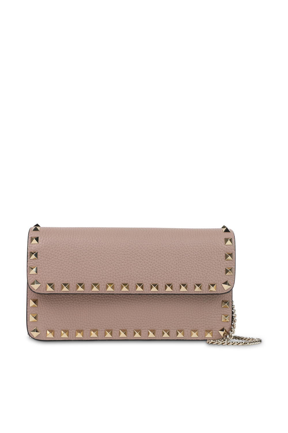 תמונה קידמית של תיק צד מלבני מעור בגוון פודרה