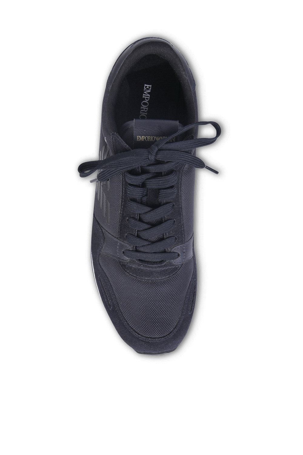 תמונת תקריב של Suede Sneakers with Side Logo in Navy