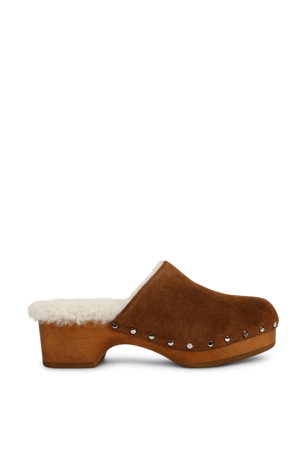 תמונה קידמית של נעלי קלוג עקב מעור וצמר