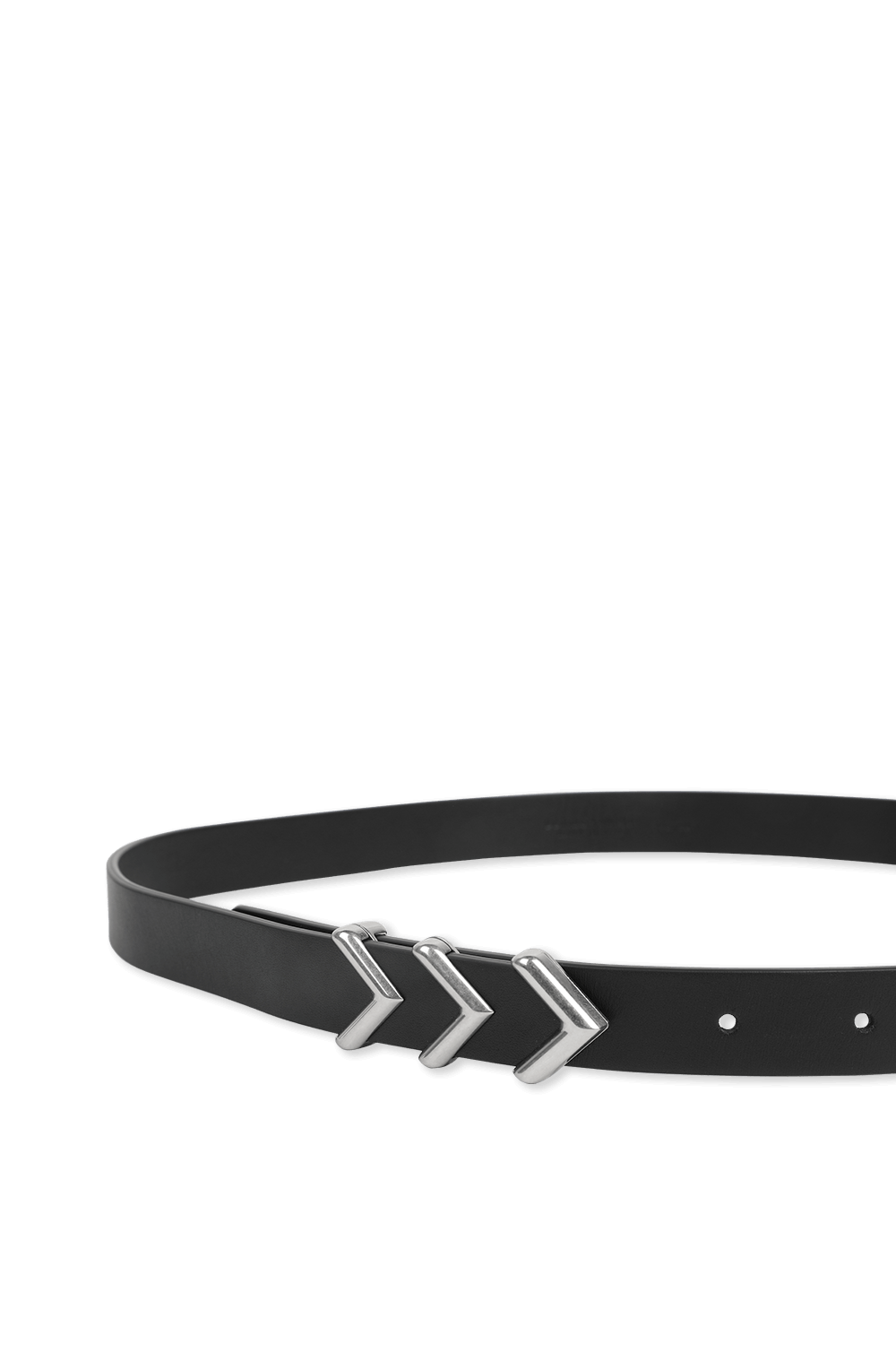 תמונת פנים של חגורת עור שלושה משולשים בשחור