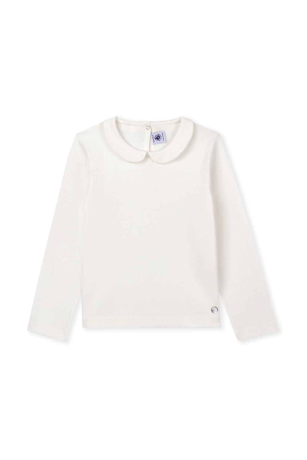 חולצת טי ארוכה עם צווארון פיטר פן בגוון לבן - גילאי 3-12 PETIT BATEAU