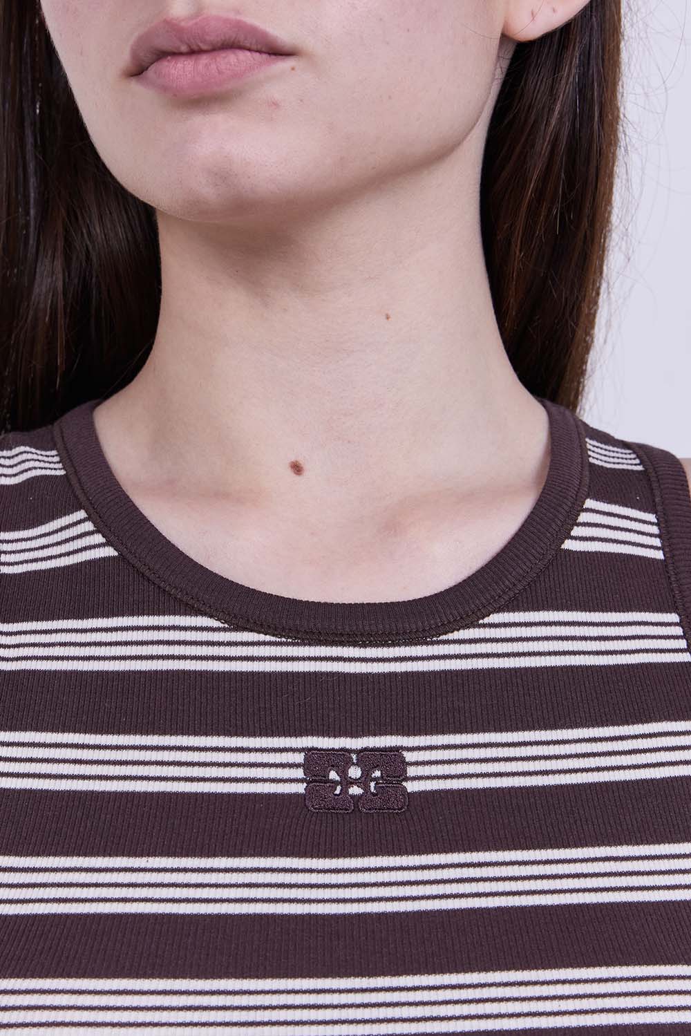 תמונת תקריב דוגמן של גופיית ריב פסים